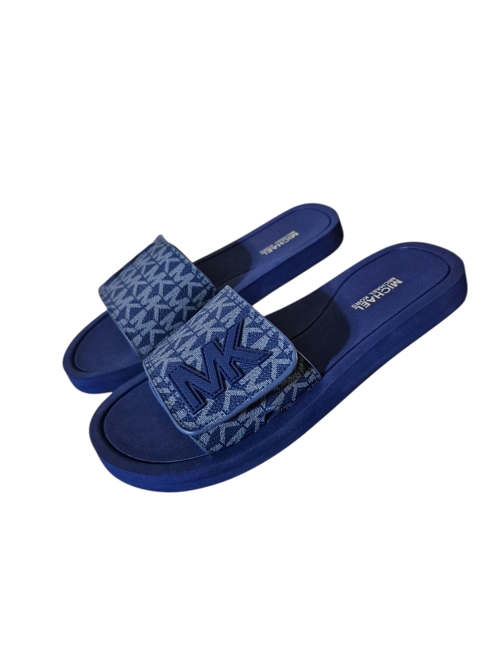 Michael Kors NWT Palmer Cobalt Signature Logo Slide Sandals Size 5